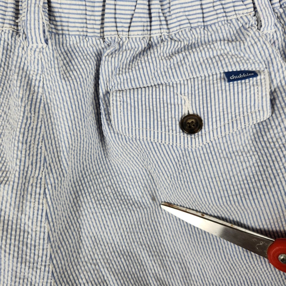 Chubbies Originals Shorts Men L Blue Seersucker Striped 5.5 Inseam Casual Summer - Picture 9 of 13